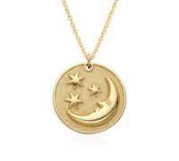 Hao Wu Xuan Couleur or amour pièce de monnaie pendentif rond Cupidon flèche lune étoile collier pour les femmes trois rose trémière soleil levant breloques fabrication de bijoux