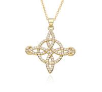 Hao Wu Xuan Couleur or noeud celtique breloques zircon sorcellerie collier porte-bonheur pour femmes amulette irlandaise ras de cou pendentif bricolage bijoux