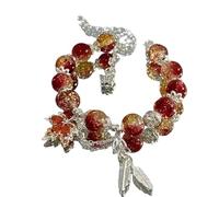 Hao Wu Xuan Cristal Vintage perlé Feuille d’érable Papillon Bracelet jonc pour Femmes Filles Boho Bleu Bijoux Plume Lune Charme Amis Cadeaux