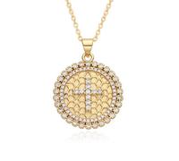 Hao Wu Xuan Croix d’or médaille breloques crucifix collier pour femmes hommes pavé croix entourant pendentif bijoux
