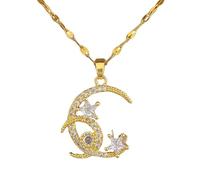 Hao Wu Xuan Design de Luxe Double étoile avec Collier Pendentif Lune pour Les Femmes Romantique Double Lune enroulement Collier Mode Dame fête Bijoux