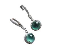 Hao Wu Xuan Designer Chrysoprase Naturelle Longues Boucles D’Oreilles avec Diamants Frais Noble Lumière Luxe Charme Dames Bijoux en Argent