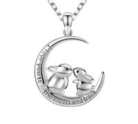 Hao Wu Xuan Dessin animé de Mode Lune Double Lapin Pendentif Collier pour Les Femmes Exquis Fille Mignon Animal Bijoux Unique Cadeaux d’Anniversaire