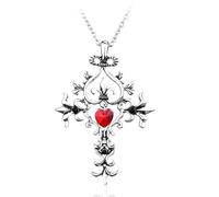 Hao Wu Xuan dongsheng The Vampire Diaries Cristal Rouge Sacré Coeur Croix Pendentif Collier Vintage Gothique Bijoux pour Femmes Filles Cadeaux