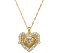 Hao Wu Xuan Elégant « MOM » Double Coeur Incrusté Pendentif Collier pour Femmes Chaîne en Acier Inoxydable Bijoux Cadeau De Fête des Mères