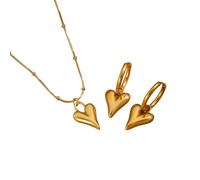 Hao Wu Xuan Ensemble de collier et boucles d’oreilles en or - Cadeau d’anniversaire Heart Design pour femmes