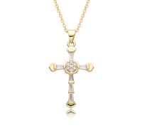 Hao Wu Xuan Europe Amérique Couleur Or Croix Breloques Noir Micro-incrusté Collier pour Femmes Hommes Tour de cou Chaîne Pendentif Bijoux DIY