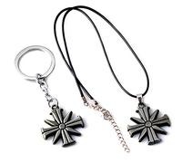 Hao Wu Xuan Far Cry Ensemble de 2 colliers avec pendentif en forme de croix et porte-clés en alliage d'acier inoxydable