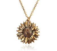 Hao Wu Xuan Femmes Collier en Or You are My Sunshine Open Memoret Sunflower Pendentif Long Chain Collier Bijoux