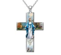 Hao Wu Xuan Femmes Vintage Croix Pendentif Croyance Religieuse Jésus Croix Peint Autocollant Pendentif Charm Colliers pour Femmes Croix Bijoux Cadeau
