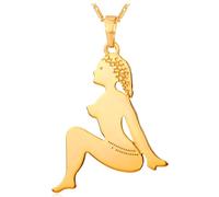 Hao Wu Xuan Figurine de Mode Sirène Collier et pendentifs Couleur Or/Argent QC24