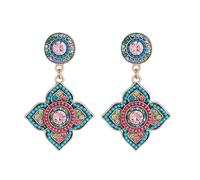 Hao Wu Xuan Fleur Dangle Post Boucles d’Oreilles pour Les Femmes Multi Couleurs Ethnique Mode Bijoux Fantaisie Vacances Accessoires Designer Styles 312
