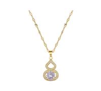 Hao Wu Xuan Gourde à la Mode Zircon Infini Anneau Pendentif Femmes Bijoux Accessoires élégant en Acier Inoxydable chaîne Cadeau d’Anniversaire