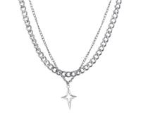Hao Wu Xuan Hip Hop Hollow Star Double Layer Collier pour hommes Femmes Tendance Charm Collier Ras de Cou Unisexe Punk Bijoux Cadeaux