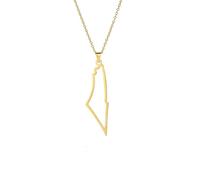 Hao Wu Xuan Israël Palestine Carte Collier pour Femmes Hommes Chaînes Arabes Tour de Cou en Acier Inoxydable Collier Carte du Pays Pendentifs Bijoux