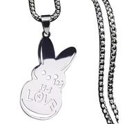 Hao Wu Xuan Kpop Lil Peep Love Rabbit Sad for Love Collier Pendentif Collier Synthèse Collier Bijoux Collier Fans Cadeau Chaîne en Acier Inoxydable 60 cm de Longueur Motif Visage Triste