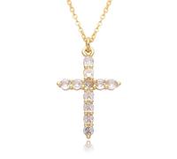 Hao Wu Xuan L’Europe Amérique Mode Couleur Or Croix Breloques Micro-incrusté Zircon Collier pour Femmes Tour de cou Chaîne Pendentif Bijoux DIY