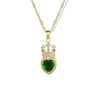 Hao Wu Xuan Magnifique Coeur en Forme de Couronne Zircon Pendentif Mode féminine Multifonctionnel Or Acier Inoxydable chaîne de Bambou Cadeau commémoratif