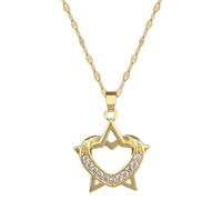 Hao Wu Xuan Magnifique Coeur Pentagramme Amour géométrique incrusté Zircon Pendentif Collier pour Les Femmes Mode chaîne en Acier Inoxydable Amour Cadeaux
