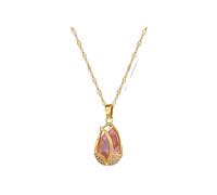 Hao Wu Xuan Magnifique Fleur de Tulipe Scintillant Rose Zircon Pendentif Mode féminine Or Acier Inoxydable Bambou chaîne Cadeau de fête des mères