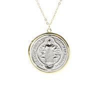 Hao Wu Xuan Médaille de Saint-Benoît en or breloques pour la fabrication de bijoux bricolage coquillage double face Benedictus pendentif bijoux cadeaux