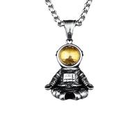 Hao Wu Xuan Méditer Astronaute Colliers en Acier Inoxydable Hommes Swaggy Mignon Hip Hop Rap Pendentif Chaîne Fête pour ami Couple Bijoux Meilleur Cadeau
