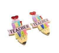 Hao Wu Xuan Meilleur Enseignant de Tous Les Temps Boucles d’Oreilles Journée de l’Enseignant Saison de Remise des diplômes Ouverture Crayon Alphabet Anglais Accessoires Boucle d’Oreille pour Femmes