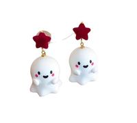 Hao Wu Xuan Mini Mignon Noël Coeur fantôme Bowknot Boucles d’Oreilles pour Les Femmes Arbre cerf père Noël Flocon de Neige Pendentif Bijoux Rouges