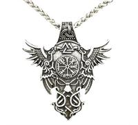 Hao Wu Xuan Mode Amulette de Corbeau et Talisman du Dieu Nordique Collier Viking avec Symboles de Valknut et Un Prix de Protection