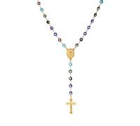 Hao Wu Xuan Mode Collier Chapelet perlé au Mauvais œil : chaîne de maillons en Or Couleur Croix de Saint Benoît
