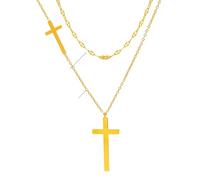 Hao Wu Xuan Mode Colliers Croix Pendentif Tour de Cou Multicouche Chaîne Double Empilé Porter Léger Luxe Collier Fin pour Femmes prezzie