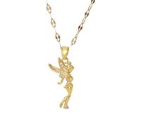 Hao Wu Xuan Mode Femmes Pendentif Collier Bijoux Léger Luxe Créatif Zircon Ange Fée Pendentif Collier Festival Cadeau de fête