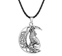 Hao Wu Xuan Mode Lune et Loup amulette avec Pentagramme Pentagramme Talisman Pendentif Collier prezzie