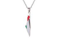 Hao Wu Xuan Mode Palestine Carte Drapeau Pendentif Collier pour Femmes Hommes Carte Géographie Collier Ras de Cou Chaîne prezzie