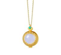 Hao Wu Xuan Naturel Hetian Jade Blanc Pendentif Collier Style Chinois rétro léger Luxe Charme Bijoux en Argent pour Femmes
