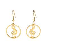 Hao Wu Xuan Notes Musique, Boucles d’oreilles pendantes, Boucles d’oreilles rondes en acier inoxydable pour femmes, Notes de musique, bijoux, Fais un vœu, coréen.