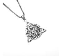 Hao Wu Xuan Odin Classique trinité Nordique Runes Alphabet Acier Inoxydable Pendentif Collier pour Hommes amulette sorcière Noeud Celtique Bijoux