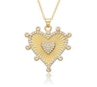 Hao Wu Xuan Pendentif coeur cannelé en or Bords clairs Radiant Love Collier Lettre QU’HIER QUE DEMAIN Croix Breloques Bijoux Cadeau
