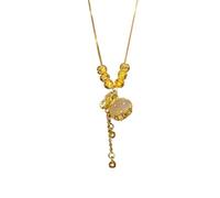 Hao Wu Xuan pendentif sac en métal à perles de transfert, collier en acier titane féminin, personnalité, chaîne polyvalente, chaîne