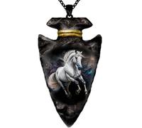 Hao Wu Xuan Pendentif Triangle Noir Créatif Animal Cheval Blanc Collier Hip Hop Colliers pour Hommes Bijoux en Acier Inoxydable Accessoires Cadeau