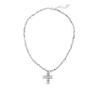 Hao Wu Xuan Perle carrée Croix Collier Ras de Cou Cristal pour Les Femmes Christianisme Foi Chrétienne Colliers Con Colgante