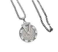Hao Wu Xuan Personnalité Classique des Hommes Temps de Course Collier à la Mode Disque Rotatif Triangle Heure Main Pendentif Hip Hop Pull Chaîne Cadeau