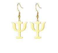 Hao Wu Xuan PSI Symbole Psychologie Pendentif Pendentif Boucles d’oreilles Lettres grecques en acier inoxydable Couleur or Femmes Bijoux Hommes