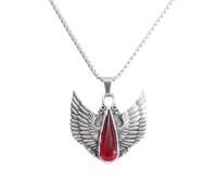 Hao Wu Xuan Rétro Cool Angel Wings Ruby Pendentif Collier Punk Mode Bijoux Cadeau pour Hommes et Femmes