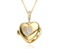 Hao Wu Xuan Rétro couleur or creux pêche coeur breloques ouvrir fermé Photo boîte collier pour femmes lune ras de cou pendentif bricolage bijoux accessoires
