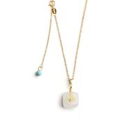Hao Wu Xuan s Argent Hetian Blanc Jade carré Pendentif Collier Exquis Or Froid Vent léger Luxe Charme Noble Femmes Bijoux