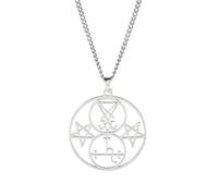 Hao Wu Xuan Sigil de Lucifer Lilith Double Sceau Pendentif Collier église Satan démon synthèse satanique Pentagramme amulette Bijoux