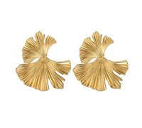 Hao Wu Xuan Simple Couleur Argent Grande Feuille Ginkgo Boucles D’Oreilles pour Femmes Mode Déclaration Stud Boucle D’Oreille Bijoux Cadeau Pendiente