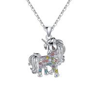 Hao Wu Xuan Simple Multicolore Bleu Rose Mignon Poney Couple Bijoux Pendentif Collier Article de Mode Cadeau de la Saint-Valentin