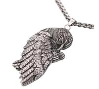 Hao Wu Xuan Style Collier Pendentif Triple Lune Goddess n Owl & Corbeau pour Hommes Animal Birds Corbeau Volant avec Sac Cadeau Cadeau